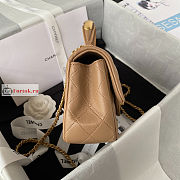 Chanel Mini Flap Bag With Top Handle Beige AS2431 20x12x6cm - 3