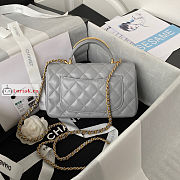 Chanel Mini Flap Bag With Top Handle Gray AS2431 20x12x6cm - 3
