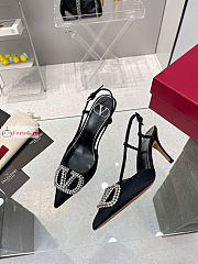 Valentino VLogo Signature Slingback Pump In Satin Black  - 1