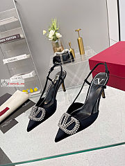 Valentino VLogo Signature Slingback Pump In Satin Black  - 4