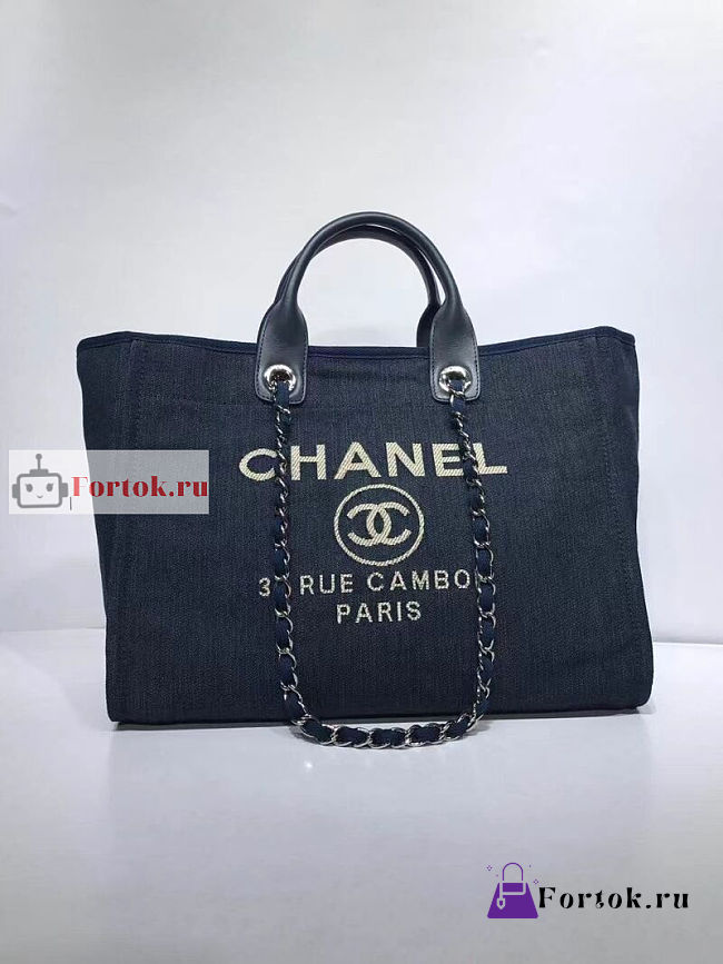 Chanel Shopping Bag Dark Denim A68046 38cm - 1