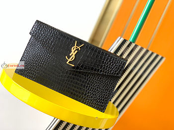 Ysl Uptown Pouch In Crocodile Embossed Black 565739 27×16×2cm 