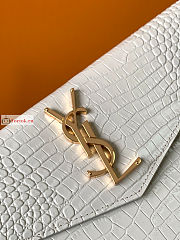 Ysl Uptown Pouch In Crocodile Embossed White 565739 27×16×2cm  - 5