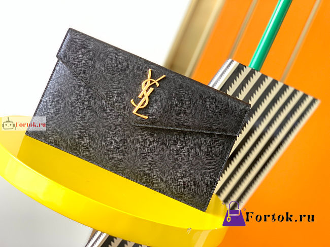 Ysl Uptown Pouch In Grained Leather Black 565739 27×16×2cm - 1