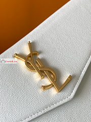 Ysl Uptown Pouch In Grained Leather White 565739 27×16×2cm - 3