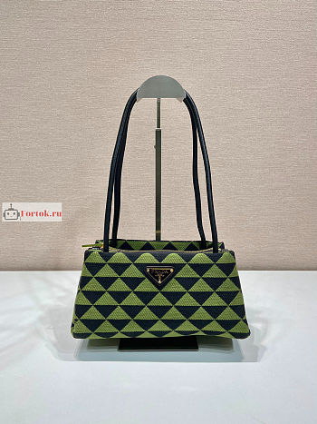 Prada Small Handbag In Fabric Green/Black 1BA368 25x13x13.5cm