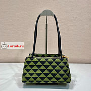 Prada Small Handbag In Fabric Green/Black 1BA368 25x13x13.5cm - 5