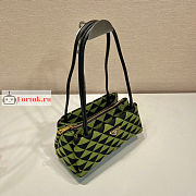 Prada Small Handbag In Fabric Green/Black 1BA368 25x13x13.5cm - 3
