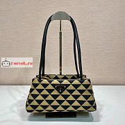 Prada Small Handbag In Fabric Beige/Black 1BA368 25x13x13.5cm - 1