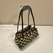 Prada Small Handbag In Fabric Beige/Black 1BA368 25x13x13.5cm - 5