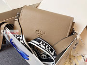 Prada Shoulder Bag In Grained Leather Sand Beige 1BD314 15.5x9x23cm - 1