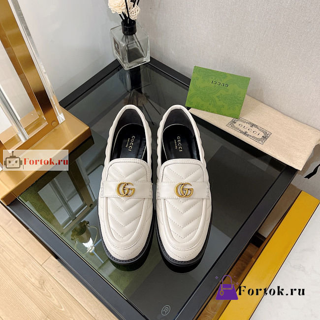 Gucci Women Loafer With Double G White 670399   - 1