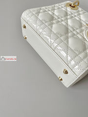 Dior Mini Lady Dior Bag Patent Leather White M0505 17×15×7cm - 6