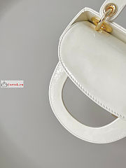 Dior Mini Lady Dior Bag Patent Leather White M0505 17×15×7cm - 5