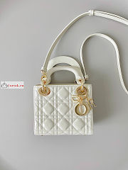 Dior Mini Lady Dior Bag Patent Leather White M0505 17×15×7cm - 4