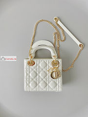 Dior Mini Lady Dior Bag Patent Leather White M0505 17×15×7cm - 3