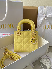 Dior Mini Lady Dior Bag Patent Leather Yellow M0505 17×15×7cm - 1