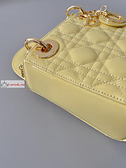 Dior Mini Lady Dior Bag Patent Leather Yellow M0505 17×15×7cm - 5