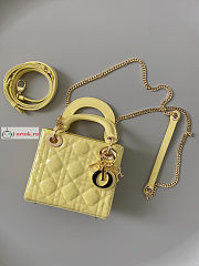 Dior Mini Lady Dior Bag Patent Leather Yellow M0505 17×15×7cm - 2