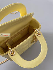 Dior Mini Lady Dior Bag Patent Leather Yellow M0505 17×15×7cm - 4