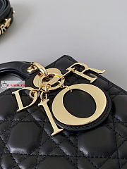 Dior Mini Lady Dior Bag In Leather Black M0505 17×15×7cm - 3