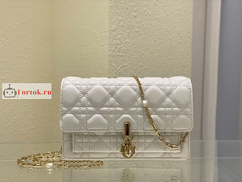 Dior Lady Chain Pouch White S0937 19.5x12.5x5cm