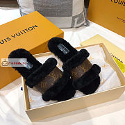 Louis Vuitton Lock It Flat Mule Fluffy Black 1A875W  - 6