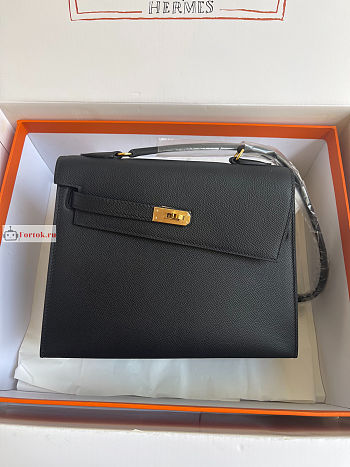 Hermes Kelly Desordre Shoulder Bag Black 20cm