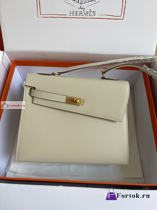 Hermes Kelly Desordre Shoulder Bag White 20cm - 1