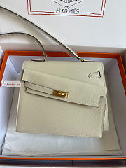 Hermes Kelly Desordre Shoulder Bag White 20cm - 3