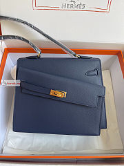 Hermes Kelly Desordre Shoulder Bag Navy Blue 20cm - 5