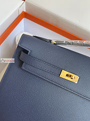 Hermes Kelly Desordre Shoulder Bag Navy Blue 20cm - 4
