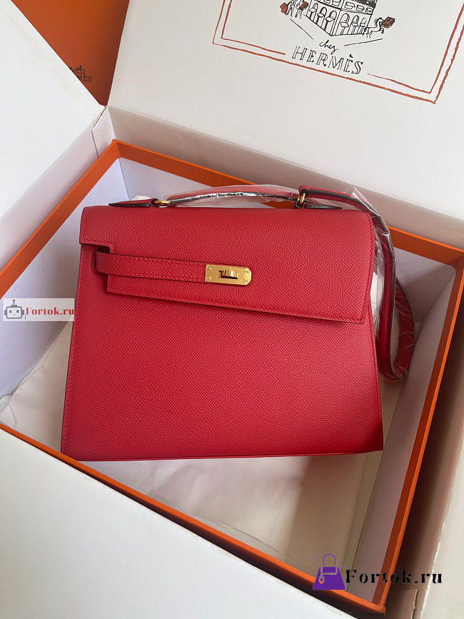 Hermes Kelly Desordre Shoulder Bag Red 20cm - 1