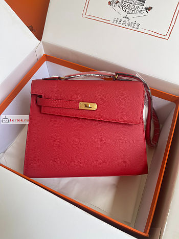 Hermes Kelly Desordre Shoulder Bag Red 20cm