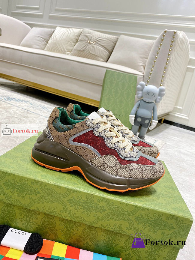 Gucci GG Rhyton Sneaker Beige/Red/Green 620185 - 1