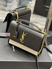 Ysl Medium Sunset Top Handle In Smooth Leather Black/White 634723 25x18x5cm - 4