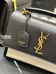 Ysl Medium Sunset Top Handle In Smooth Leather Black/White 634723 25x18x5cm - 3