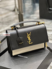 Ysl Medium Sunset Top Handle In Smooth Leather Black/White 634723 25x18x5cm - 2
