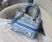 Dior Medium Lady D-Lite Bag Jouy Embroidery Cornflower Blue M0565 24x20x11cm - 6