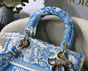 Dior Medium Lady D-Lite Bag Jouy Embroidery Cornflower Blue M0565 24x20x11cm - 5