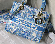 Dior Medium Lady D-Lite Bag Jouy Embroidery Cornflower Blue M0565 24x20x11cm - 3