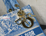 Dior Medium Lady D-Lite Bag Jouy Embroidery Cornflower Blue M0565 24x20x11cm - 2