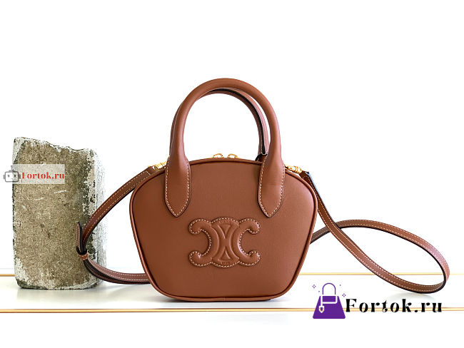 Celine Mini Bowling Bag In Triomphe Leather 20x15x5cm - 1