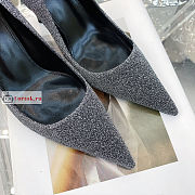 Balenciaga Silver Square Knife Glitter Pumps - 2