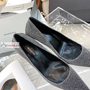 Balenciaga Silver Square Knife Glitter Pumps - 3