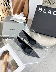 Balenciaga Silver Square Knife Glitter Pumps - 5