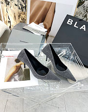 Balenciaga Silver Square Knife Glitter Pumps - 4