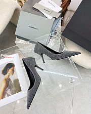 Balenciaga Silver Square Knife Glitter Pumps - 6
