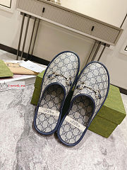 Gucci Men GG Slipper With Horsebit Blue/Beige 694249  - 4