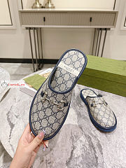 Gucci Men GG Slipper With Horsebit Blue/Beige 694249  - 6